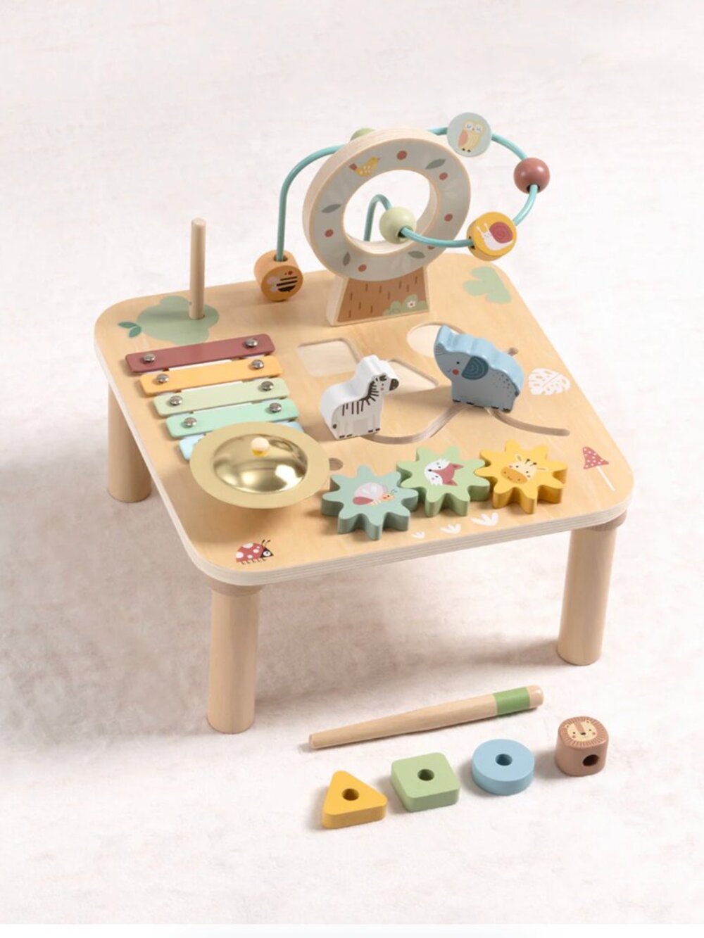Montessori Wooden Activity Table Baby Learning Toy Busy Board New - Picture 13 of 16